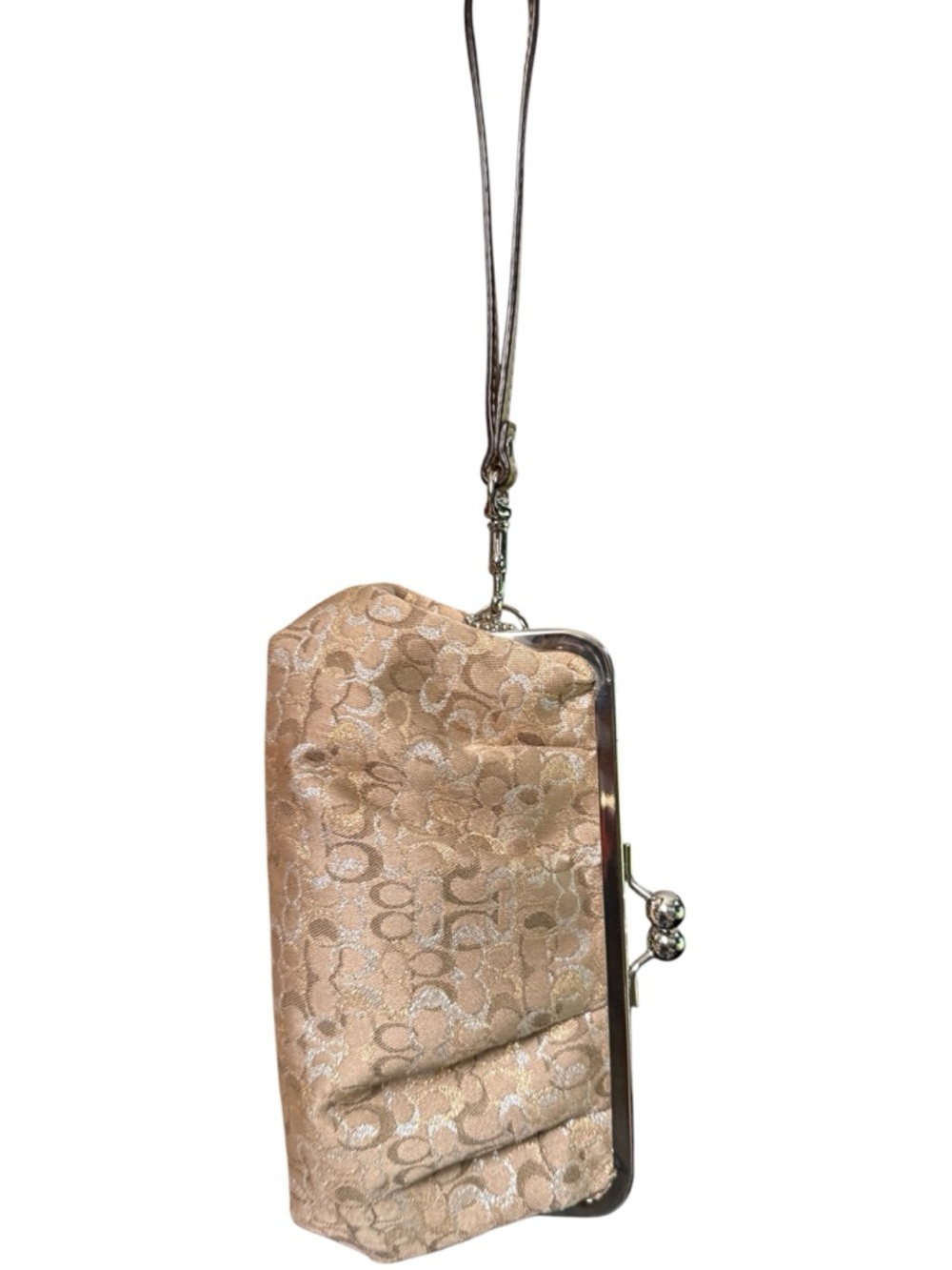 Vintage Coach Optic Mini Signature Lurex Framed Kisslock Clutch, Champagne 🥂 - Picture 4 of 10